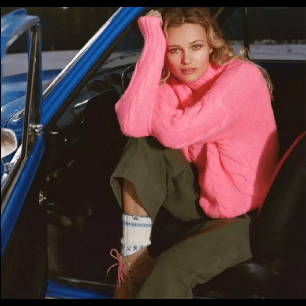 Anthropologie Vibrant Pink Knit Sweater